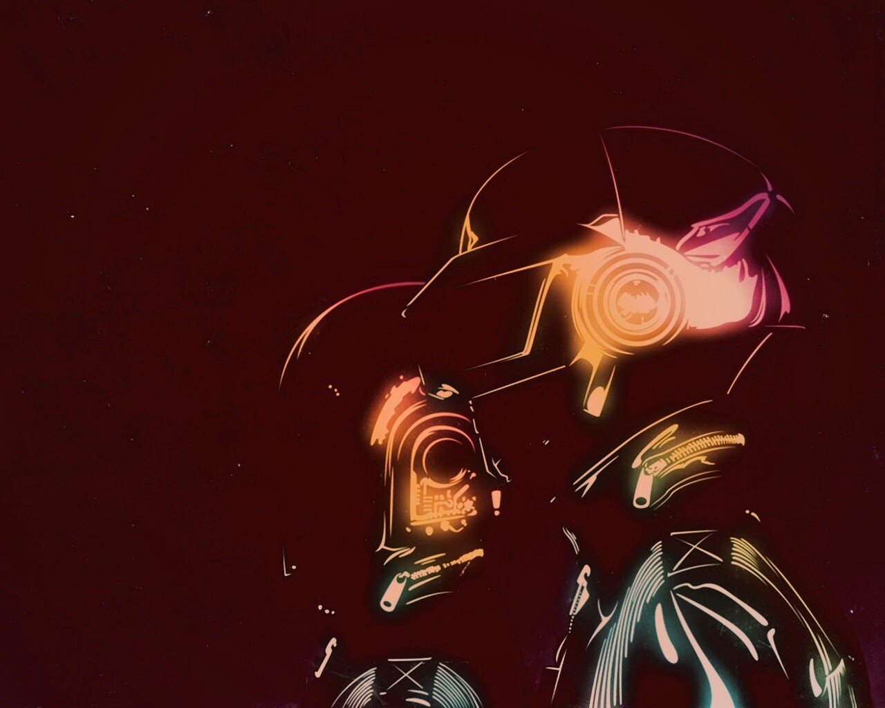 Яркий скетч Daft Punk обои