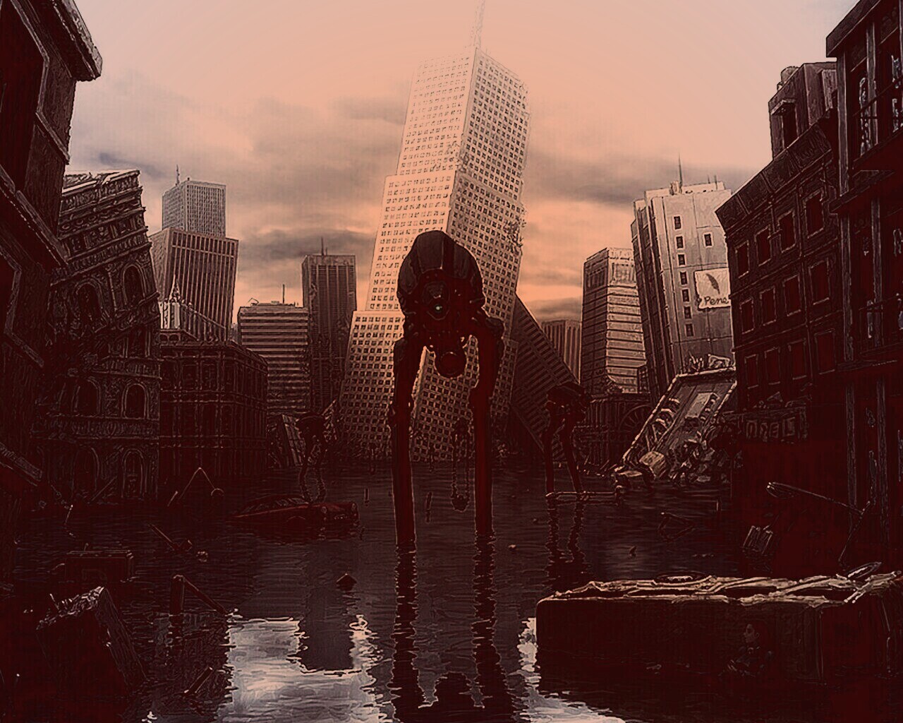 Постапокалиптический город обои
