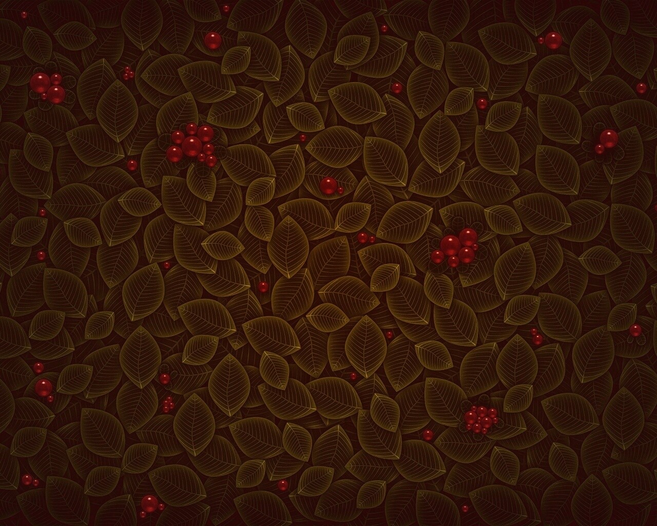 Векторные листья с ягодами обои