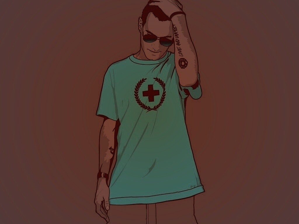 Парень в голубой футболке обои