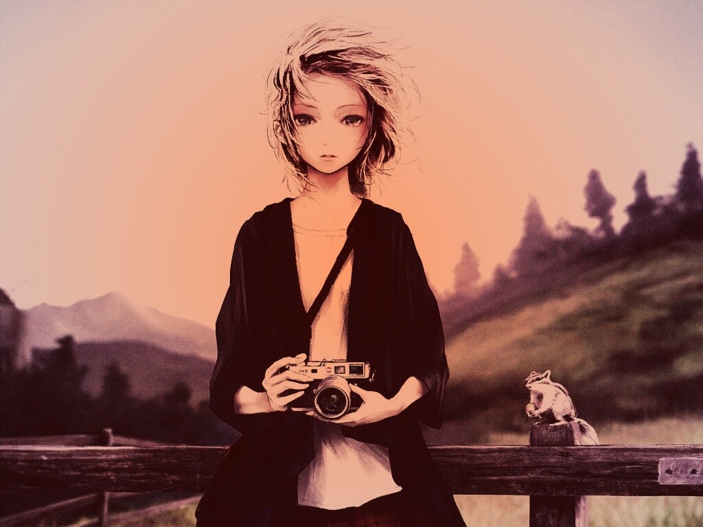 Девушка с фотоаппаратом обои