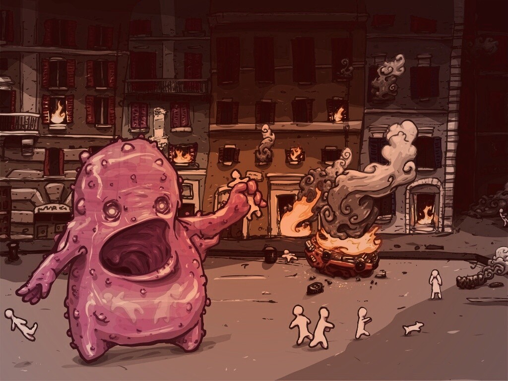 Монстр жрет людей обои