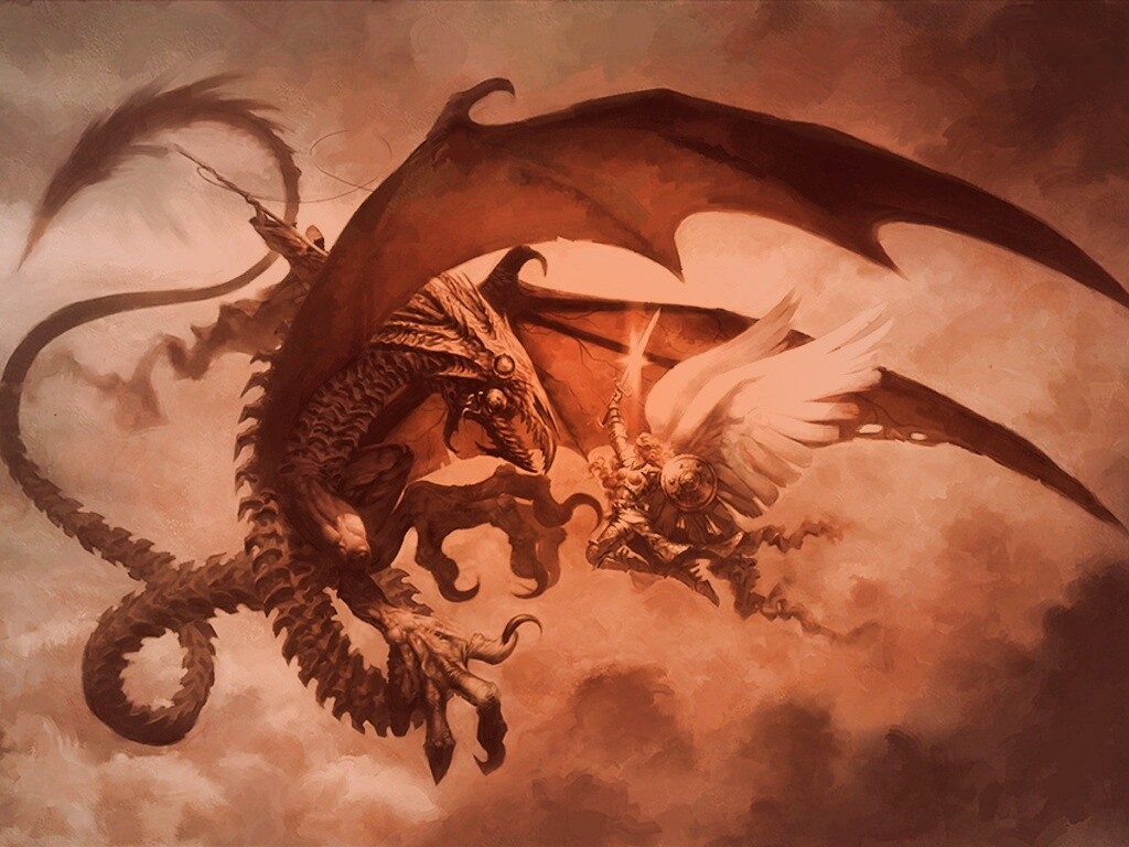 Ангел против дракона обои