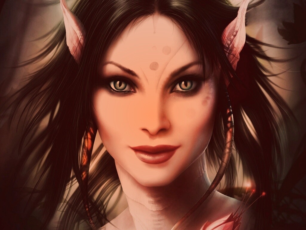 Эльфийка с кошачьими глазами обои