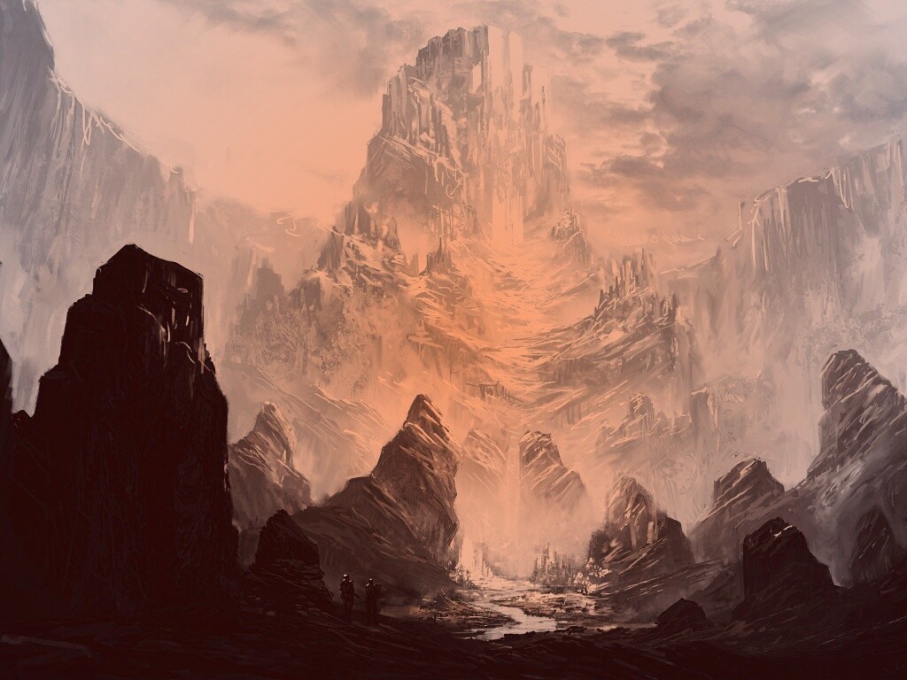 Город в горах обои