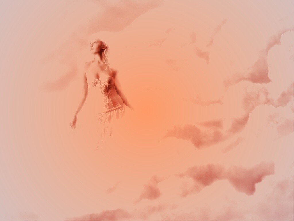 Девушка на облаках обои