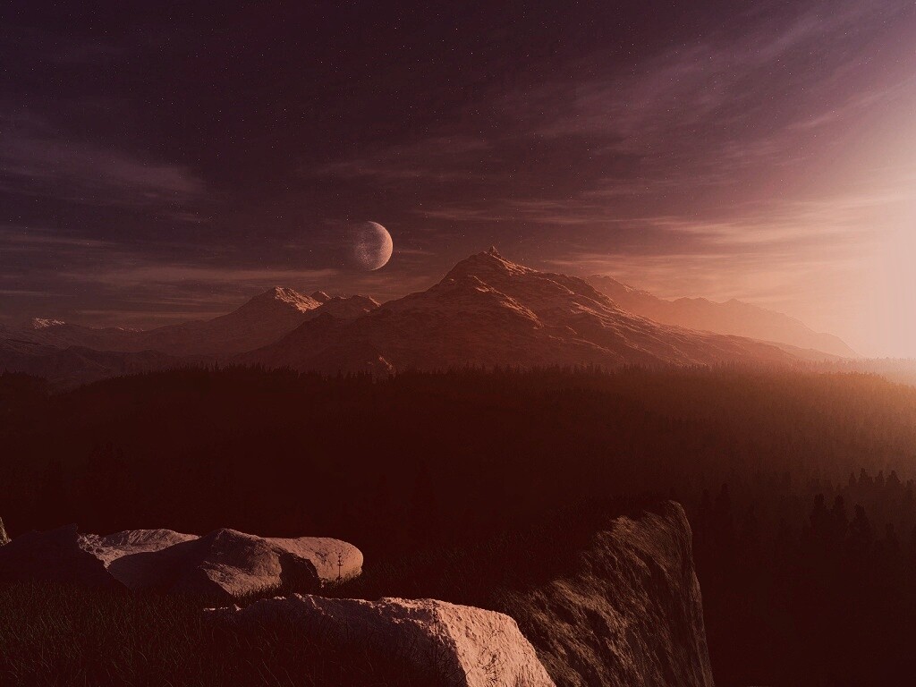 Луна над горами обои