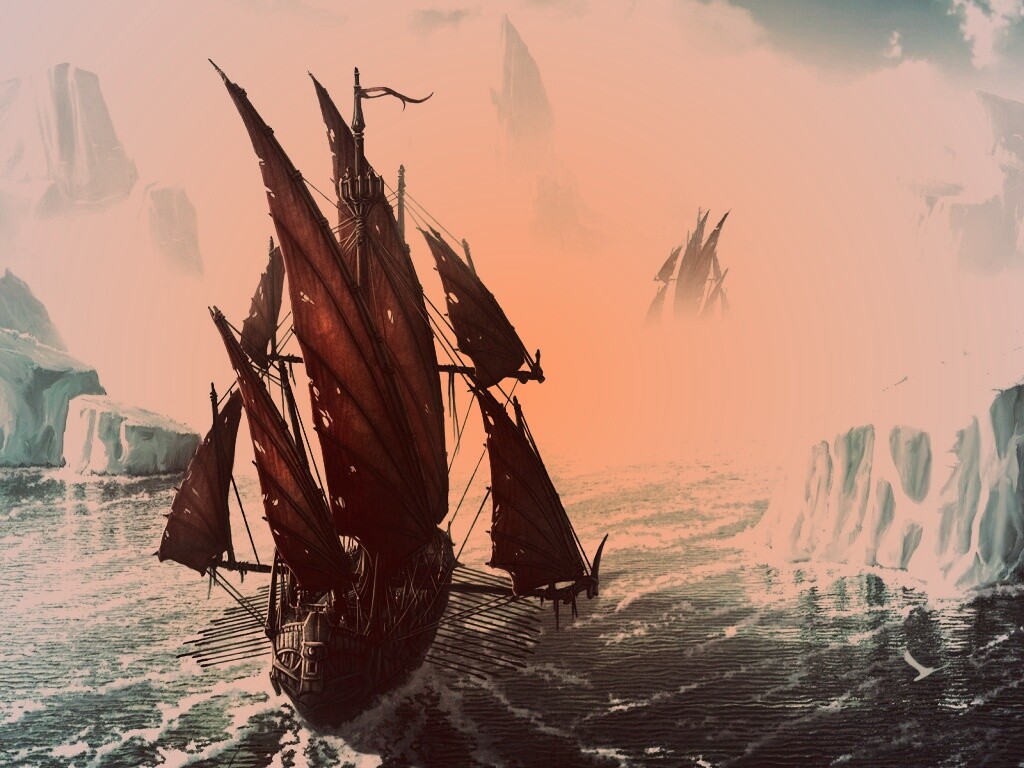 Корабли во льдах обои