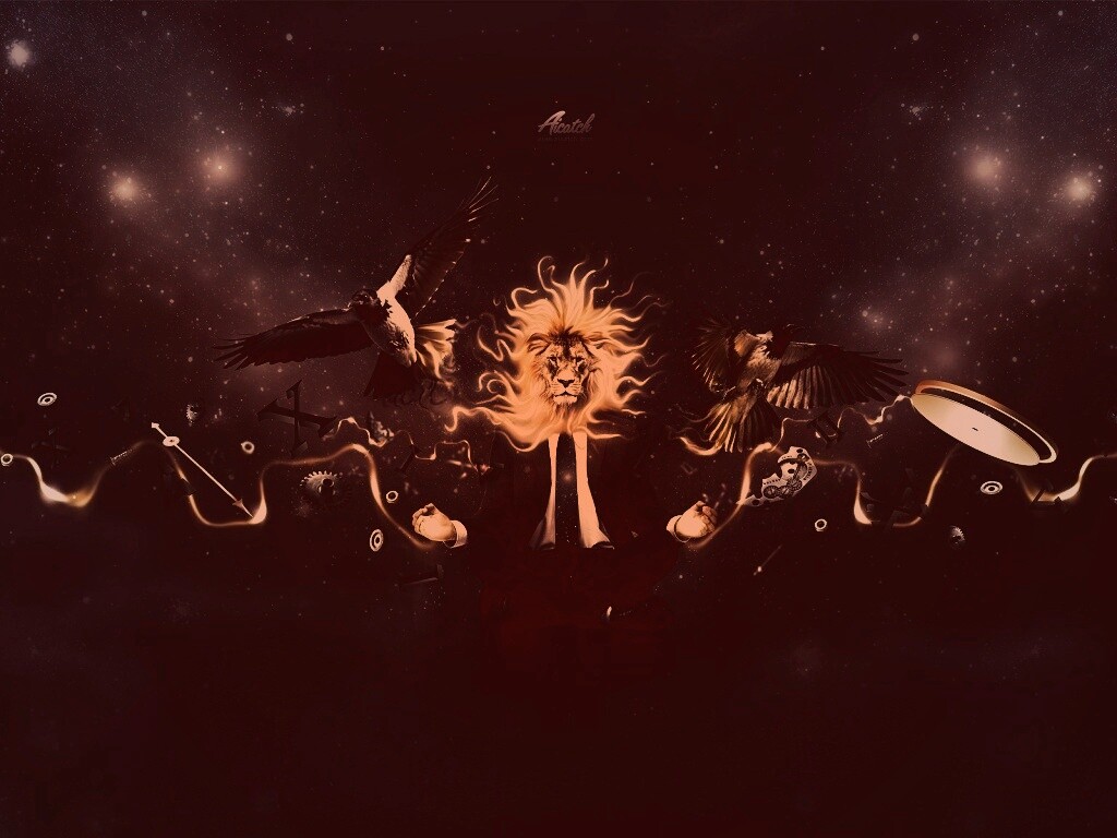 Мужчина с головой льва обои