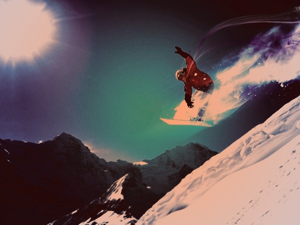 Сноубордист в прыжке обои