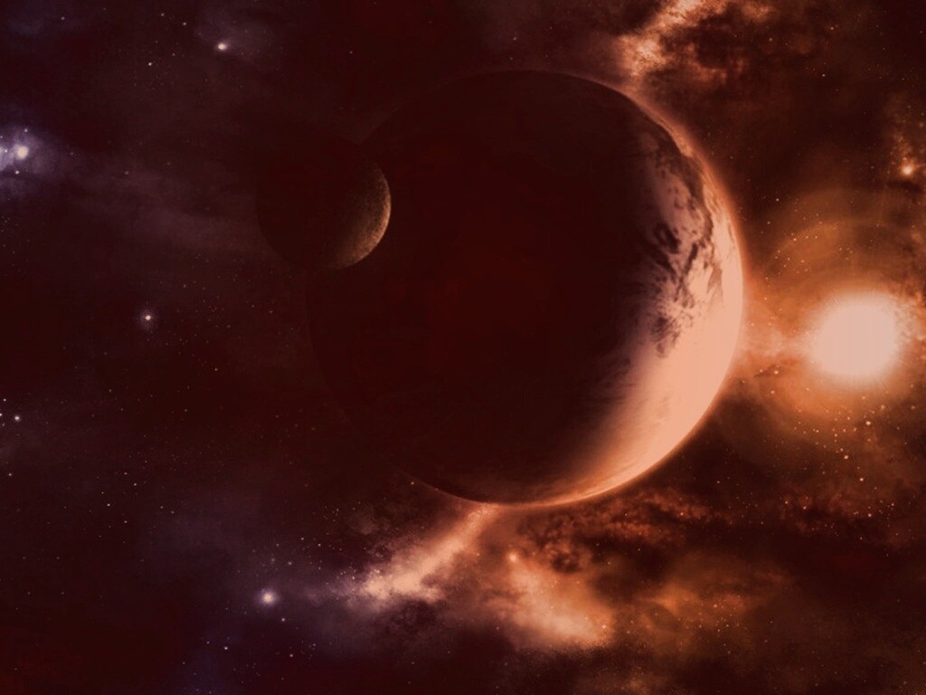 Планета с одним спутником обои