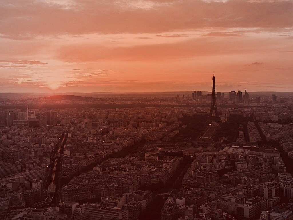 Вид на вечерний Париж обои