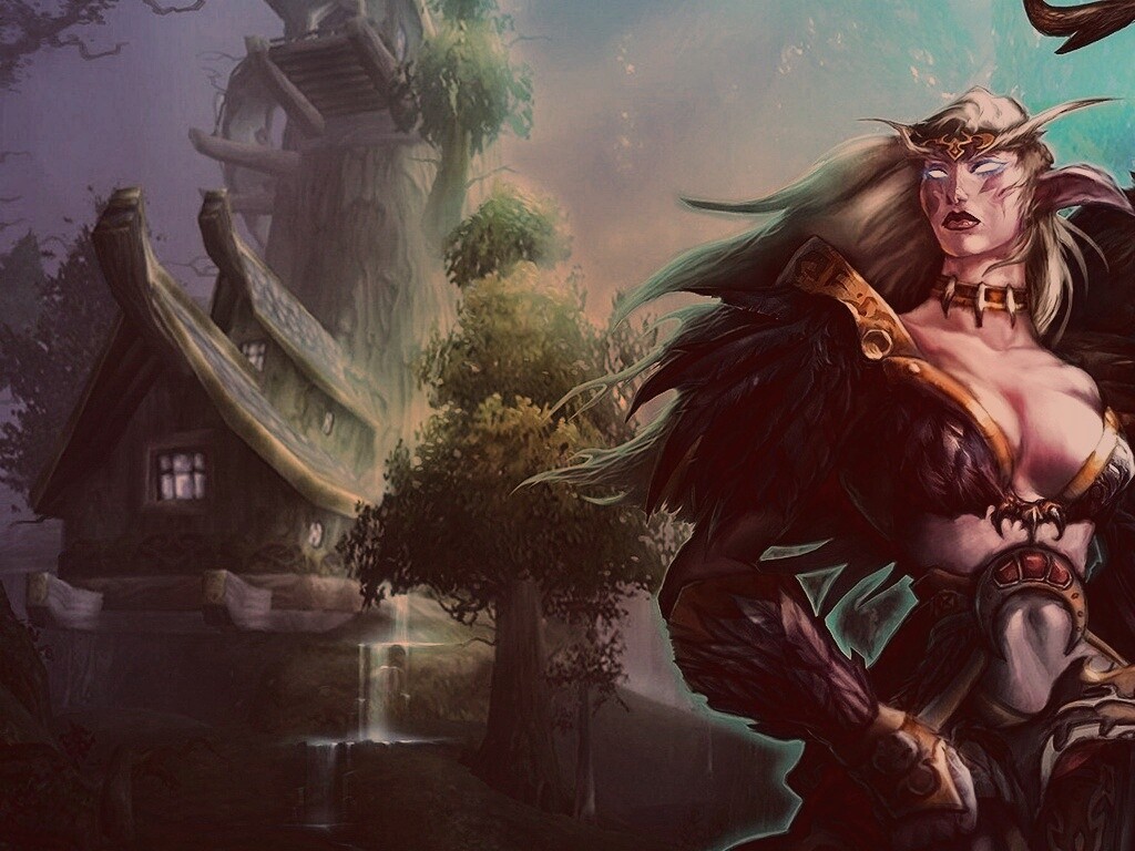 Тёмная эльфика в лесу обои