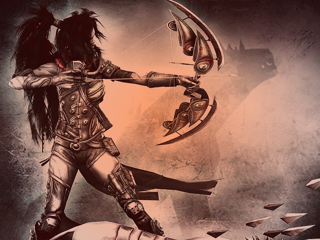 Лучница с боевым псмо обои