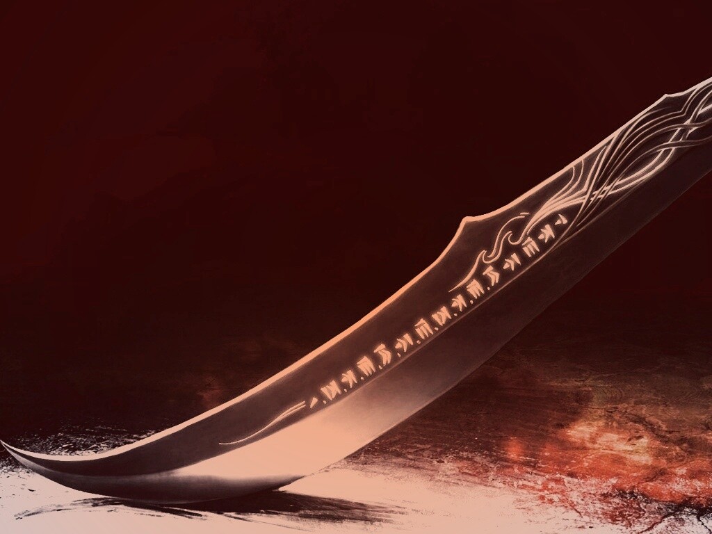 Клинок с магическими рунами обои