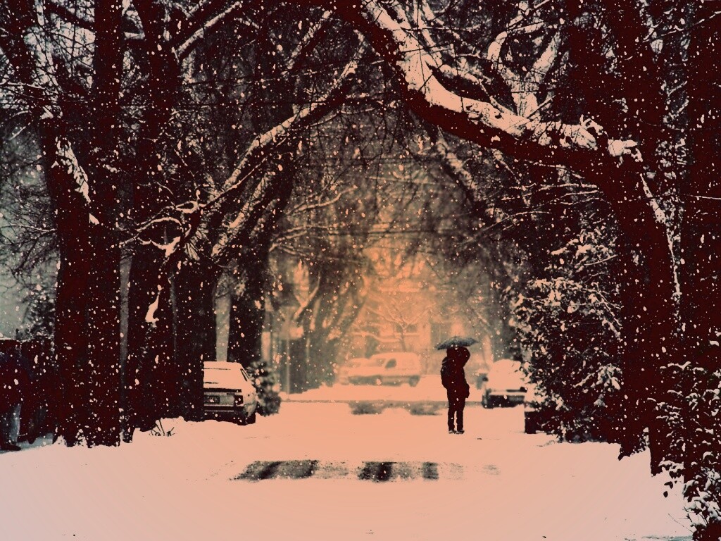 Зимняя улица обои