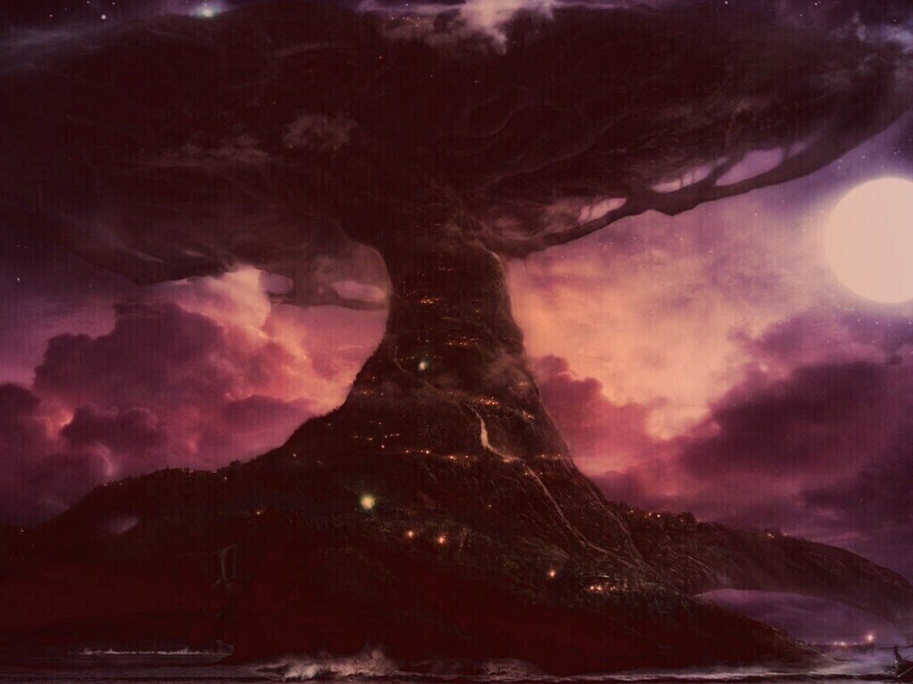 Дерево-город обои