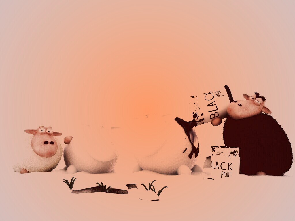 Овечки лепят снеговиков обои