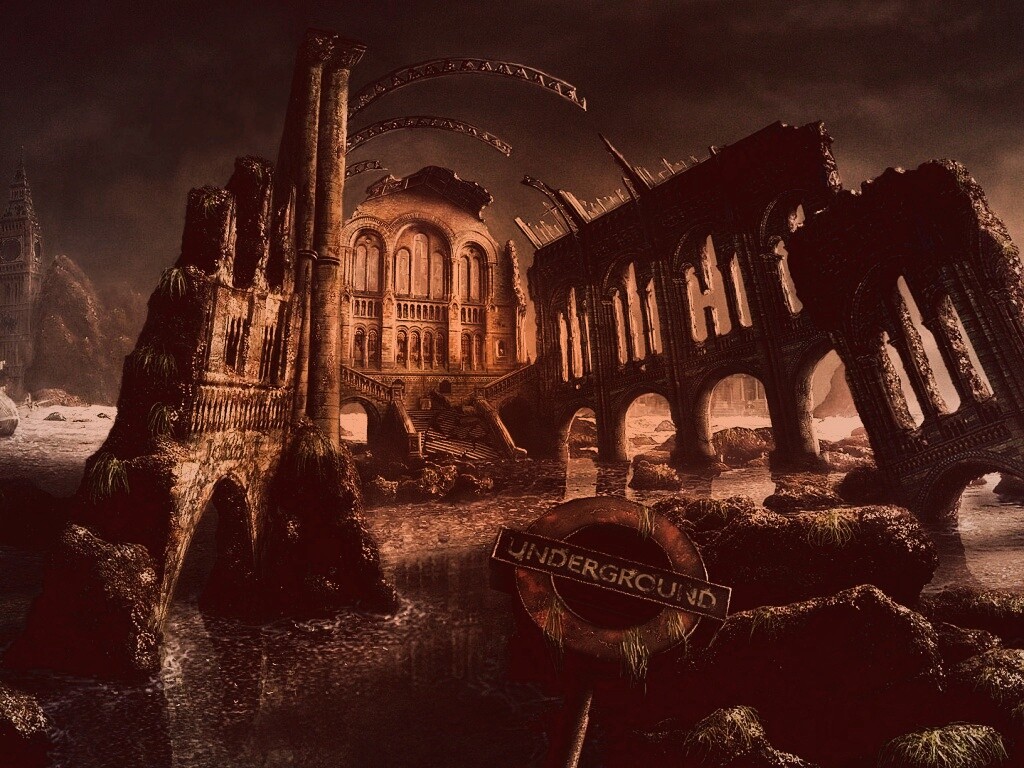 Затопленные руины обои