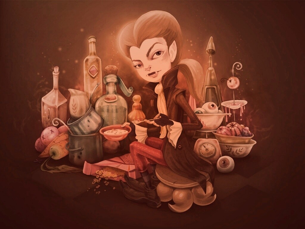 Вампир на кухне обои