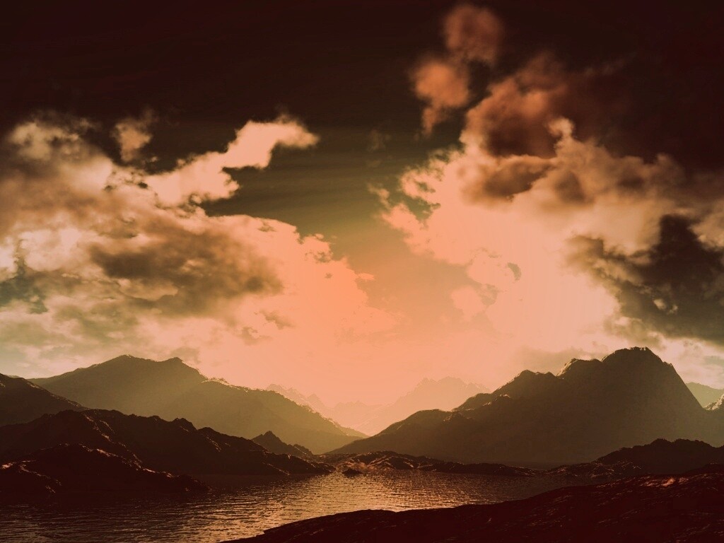 Закат в горах обои