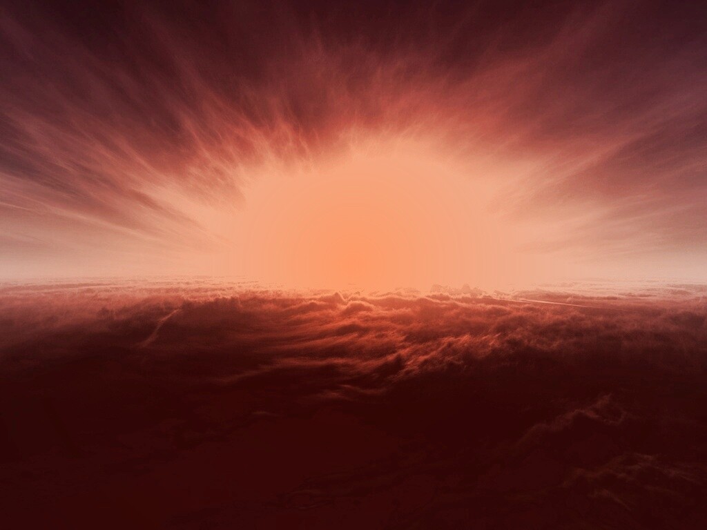 Закат над облаками обои