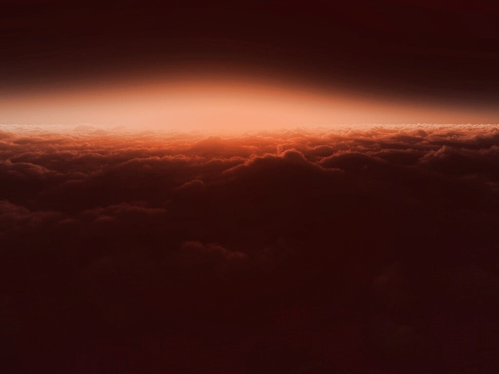 Закат над облаками обои