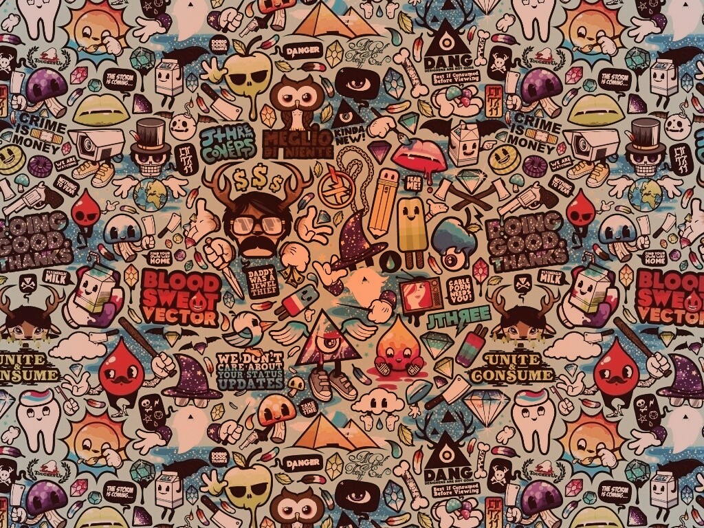 Коллаж из мультяшных картинок обои