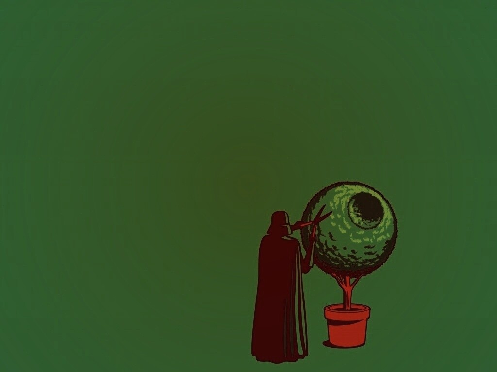 Дарт Вейдер постригает куст обои