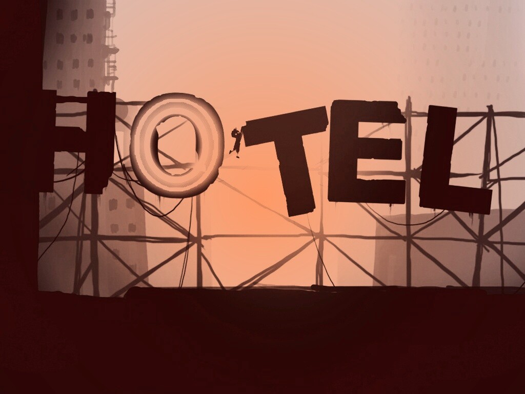 Мальчик из Limbo на вывеске "Hotel" обои