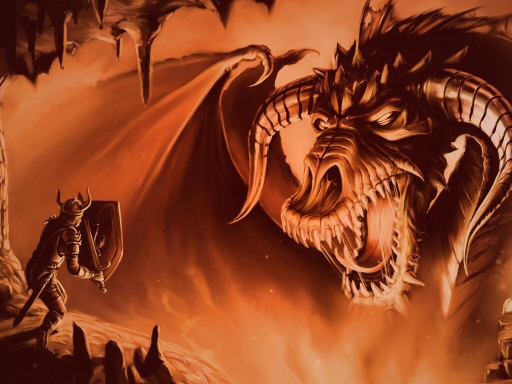 Рыцарь против дракона обои