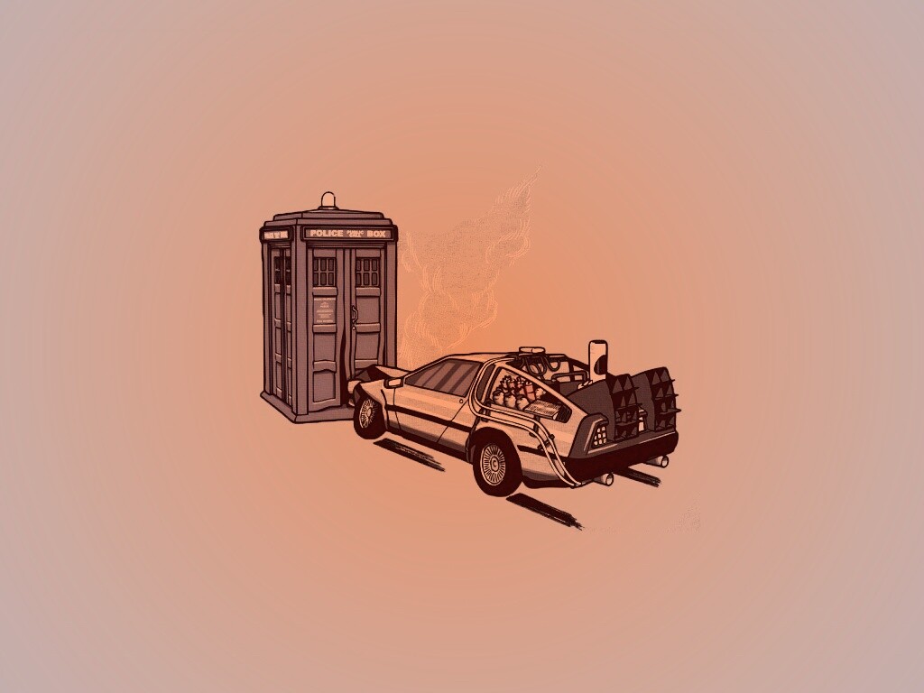 Что будет если ДеЛореан врежется в Тардис? обои