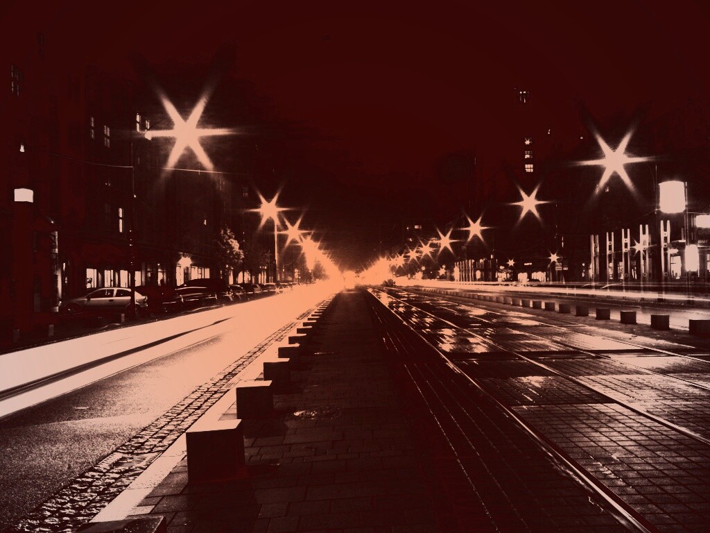 Мгновение на улице ночного города обои