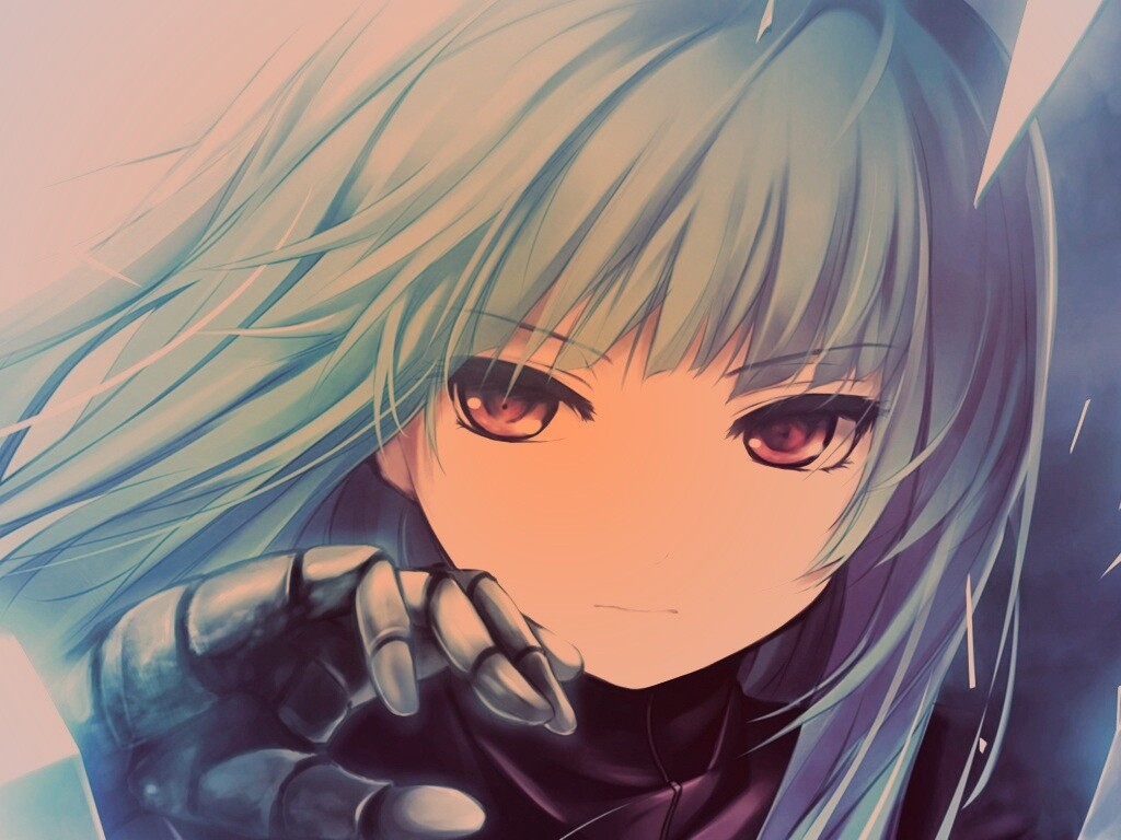 Аниме девушка с голубыми волосами обои