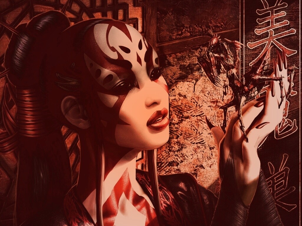 Девушка и богомол обои