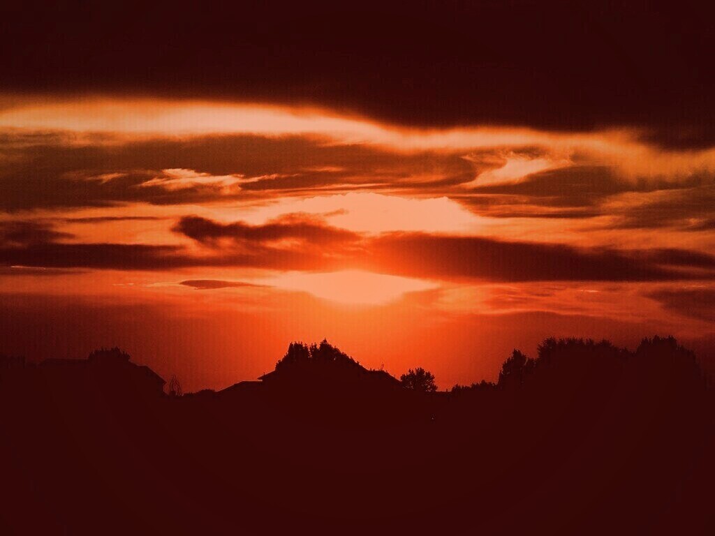 Оранжевый закат обои
