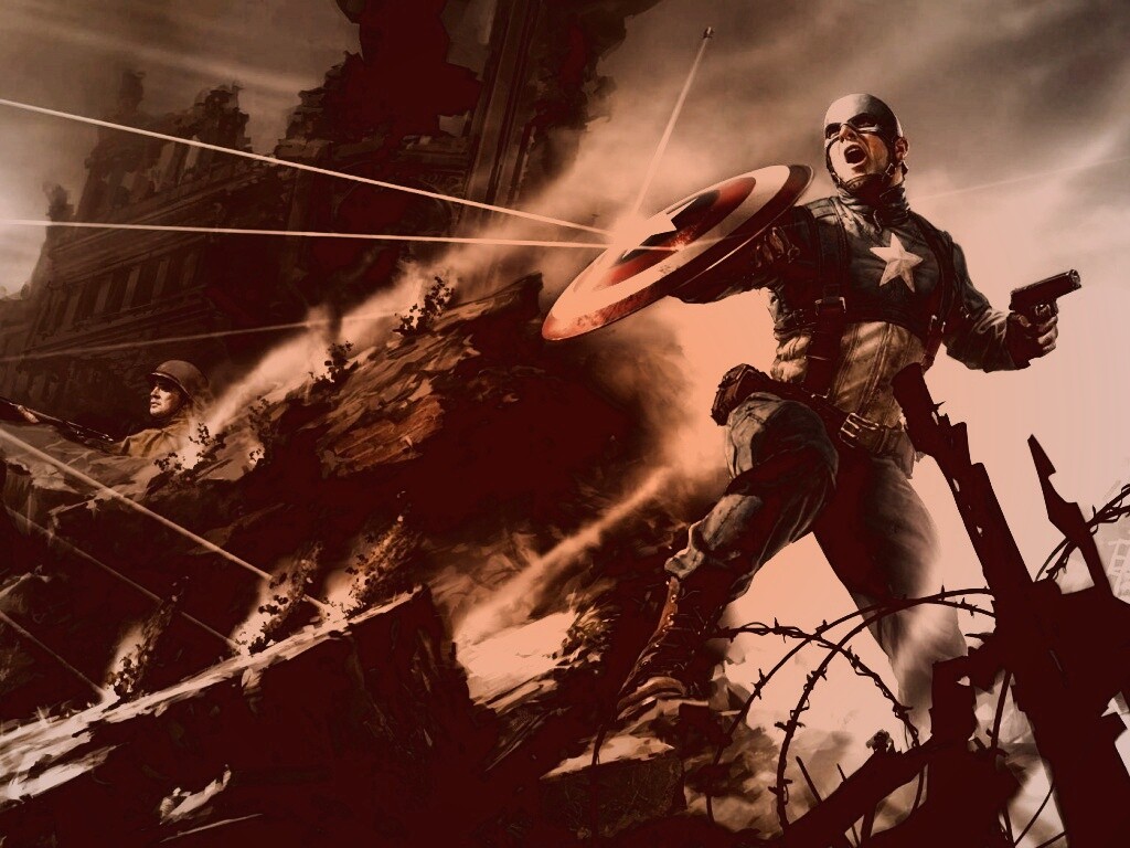 Капитан Америка на баррикадах обои