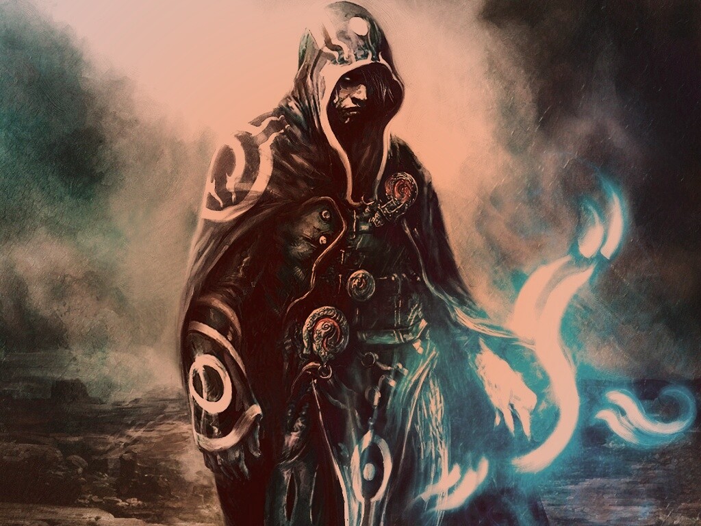 Темный маг в плаще-накидке обои