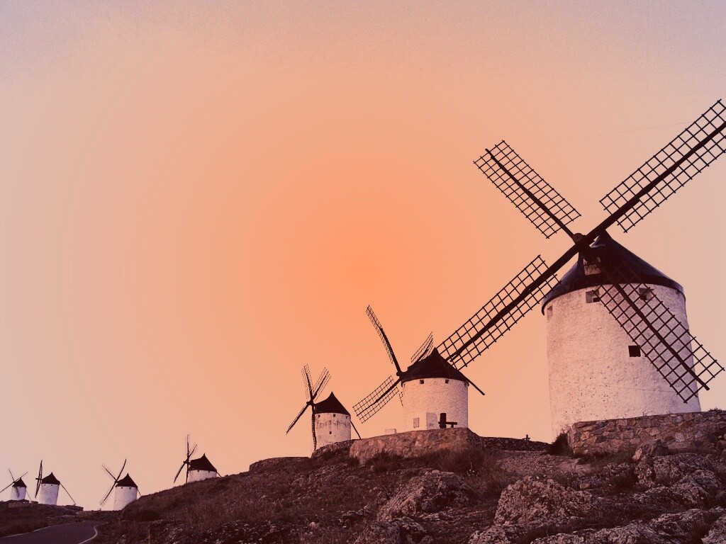 Пейзаж из ветряных мельниц обои