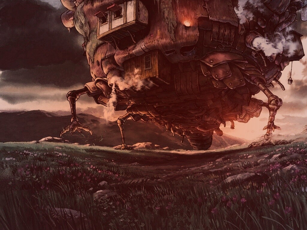 Ходячий замок в движении обои