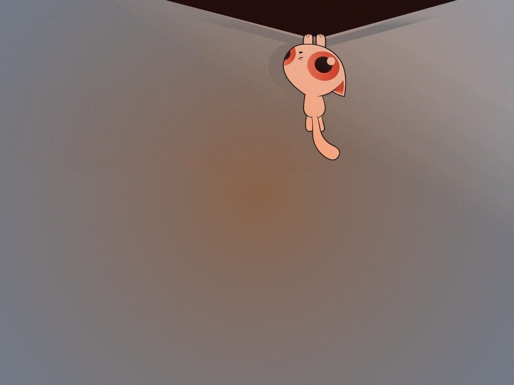 Кот, зацепившийся за край обои