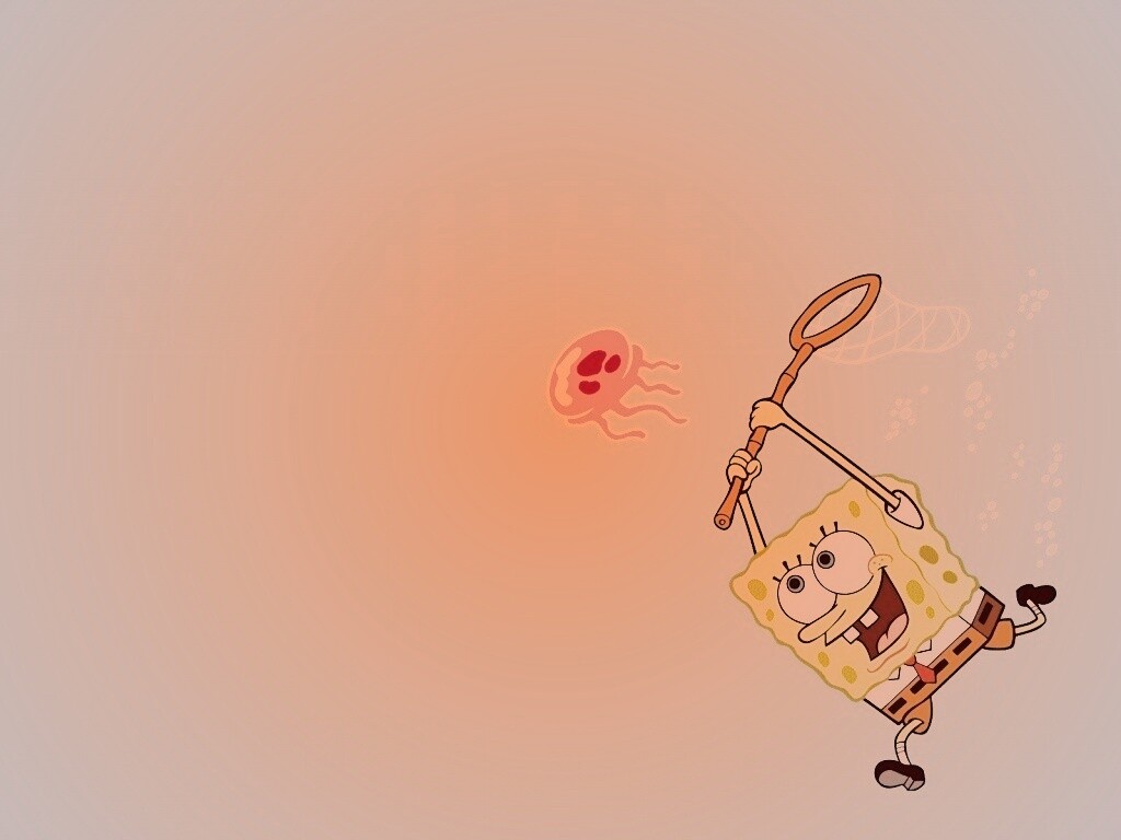 Губка Боб гонится за медузой обои