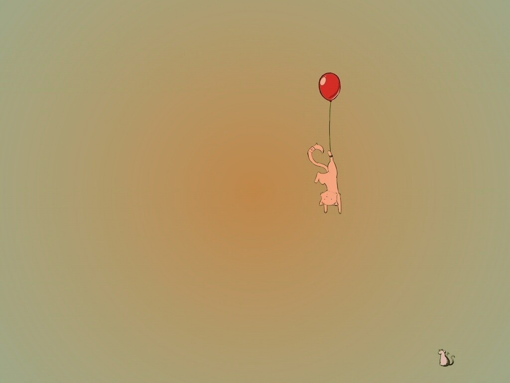Котэ улетает на шаре обои