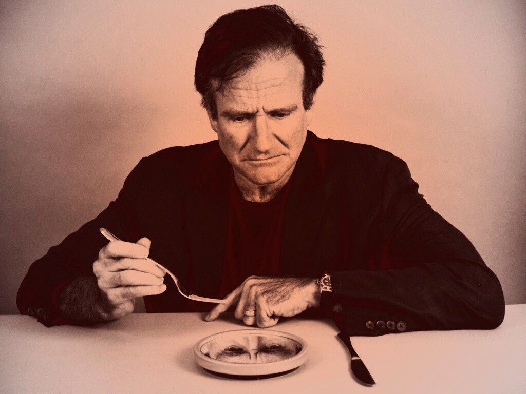 Робин Уильямс перед зеркалом обои