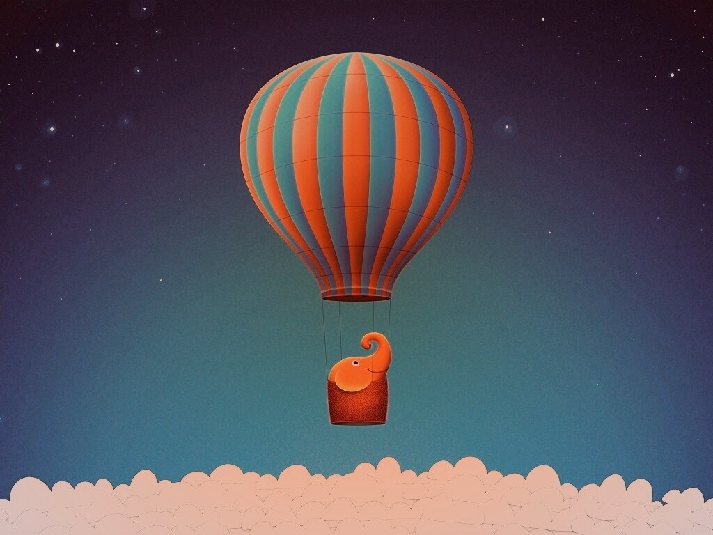 Слон на воздушном шаре обои