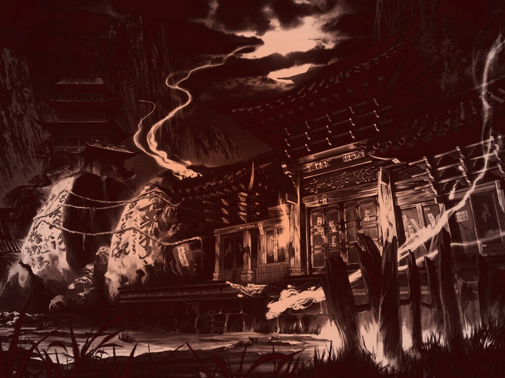 Вход в китайский храм обои