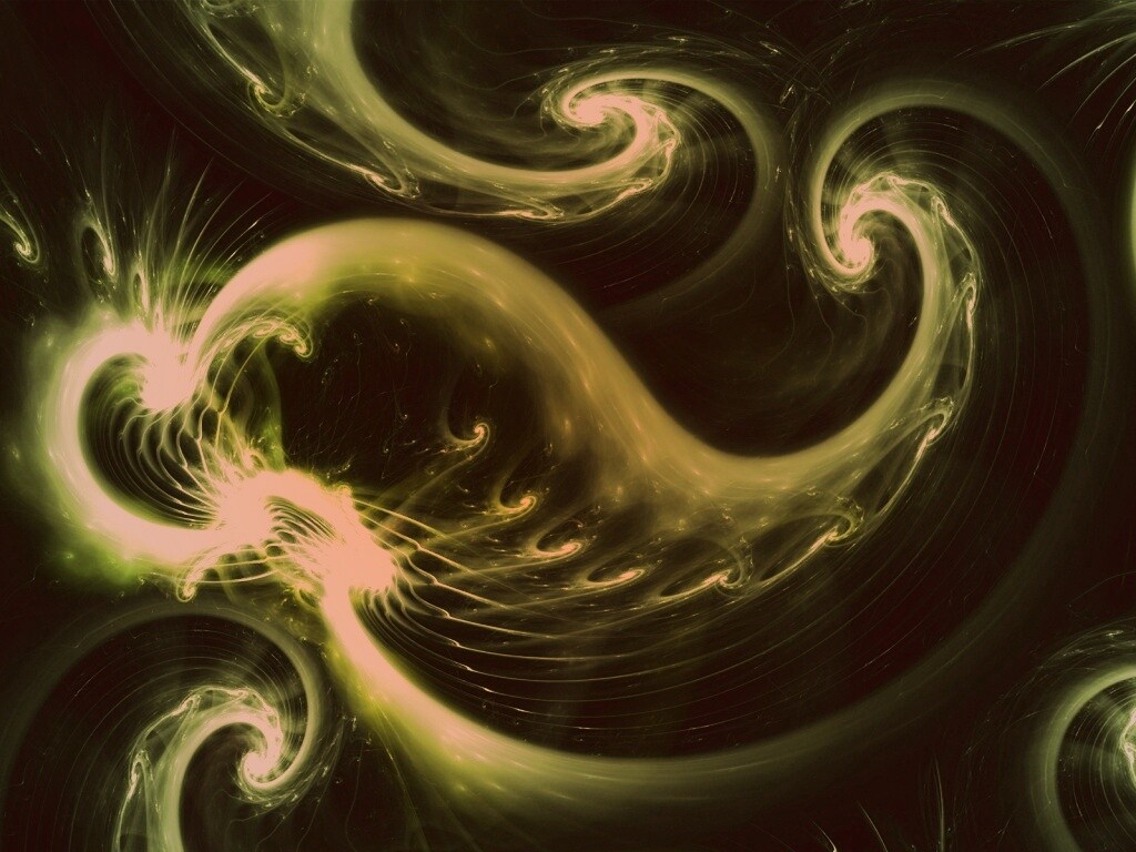 Спиральные абстрактные фракталы зеленого цвета обои