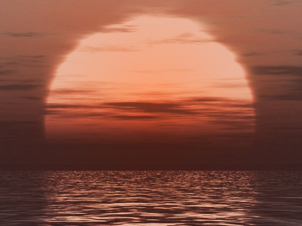 Закат над морской гладью обои
