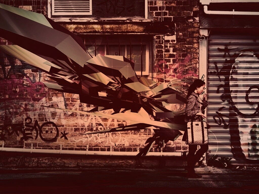 3D граффити на стене обои