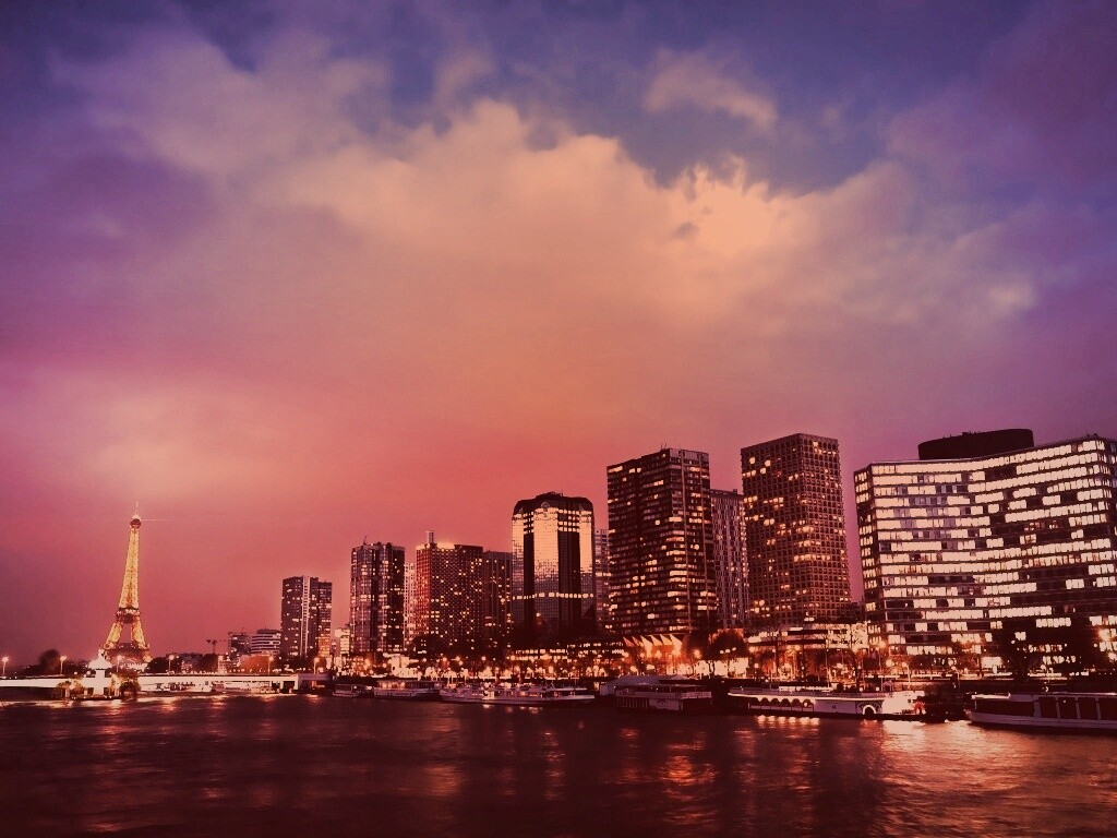 Вид на ночной Париж обои